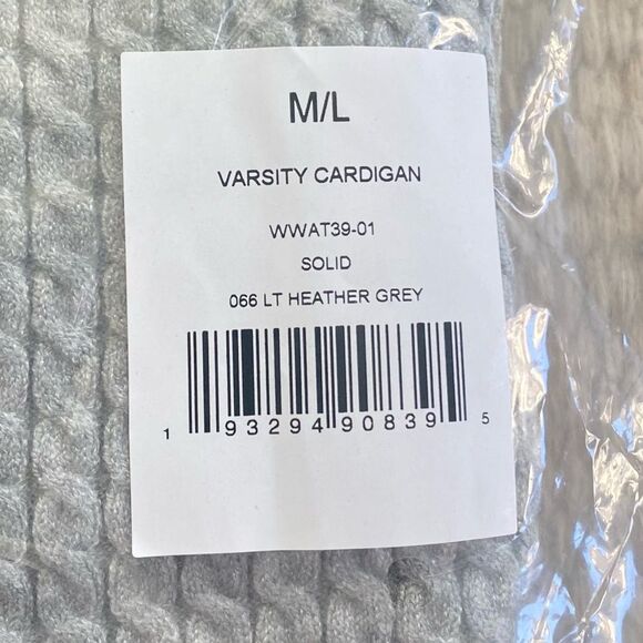 WeWoreWhat Varsity Schoolgirl V-neck Cable Cardigan Heather Gray Size M/L NWT - Picture 9 of 10